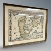 A 20th century map of Denmark, 60 cm x 47 cm.