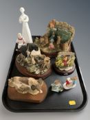 Two Border Fine Arts figures of dogs and another World of Beatrix Potter group 'The Tale of Ginger