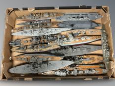 A quantity of scale model battleships.