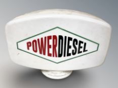 A Power diesel globe sign, height 31 cm.