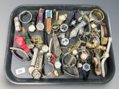 A large quantity of lady's and gent's wristwatches including Seiko, Gossip, etc.