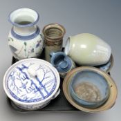 A group of Scandinavian earthenware vases, tureen and cover, bowls, etc.