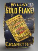 A Wills's Gold Flake Cigarettes enamelled metal advertising sign,
