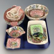 A group of Maling lustre ceramics.