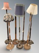 Seven various standard lamps.