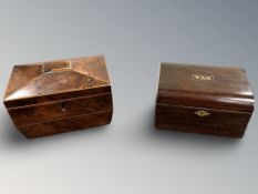 A George III yew wood sarcophagus tea caddy,