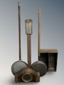 A mahogany stick barometer, Georgian cutlery tray,