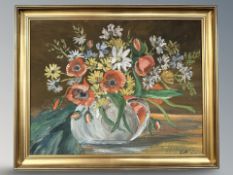 Danish School : Still life with flowers in a jug, oil on canvas, 55 cm x 43 cm.