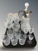 A EPNS mounted claret jug, decanter,