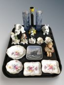 Four Royal Crown Derby porcelain dishes decorated with floral sprays,