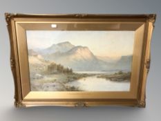 After Alfred De Breanski : Highland Sunset (Kilchurn Castle), a colour print in ornate gilt frame,