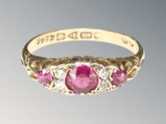 An 18ct gold ruby and diamond ring,