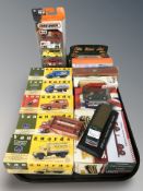 A group of boxed die cast vehicles including Vanguards, Matchbox, Eddie Stobart, Cameo.
