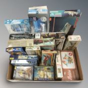 A group of scale modelling kits including Revell, Matchbox, Airfix, etc.