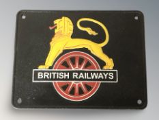 A cast iron British Railways plaque, width 28 cm.