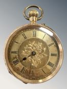 A lady's 14ct gold fob watch, case 33mm,