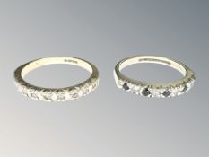 Two 9ct gold diamond-set half-eternity rings, sizes L and J CONDITION REPORT: 4.