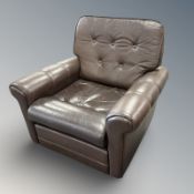 A late 20th century Danish button leather lounge armchair,