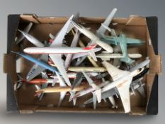 A group of die cast scale model aircraft.