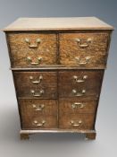 A 19th century oak six door cabinet, 70 cm W x 48 cm D x 103 cm H.