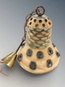 A 1970's pottery pendant light shade, height 30 cm.