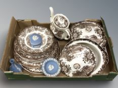 A Royal Worcester Avon Scenes Palissy transfer printed part dinner service and three pieces of