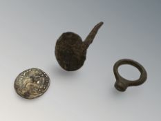 Three metal detecting finds - Roman ring,