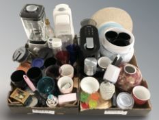 A group of modern homewares including Krups espresso maker, a Sodastream, various ceramics,