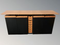 A Scandinavian high gloss ebonised sideboard,