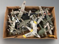 A quantity of die cast scale model military aircraft, fighter jets, bombers, etc.