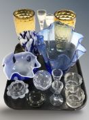 A group of Scandinavian glass vessels, tea light holders, vases, etc.