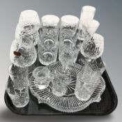 A group of crystal brandy glasses, tumblers, dressing table tray, etc.