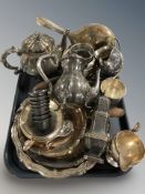 Assorted EPNS items including tea wares, salvers, dressing table items, etc.