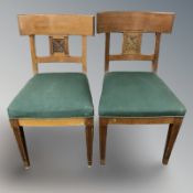 A pair of continental mahogany dining chairs