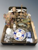 Treen items, ceramics, large letters, fabric elephant, jelly mould,