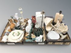 Modern homewares and sundries including lamp bases, place mats, cutlery, ceramics, pill boxes,