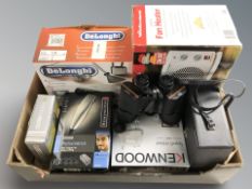 A pair of Prinz 10x50 binoculars, boxed electricals including Kenwood mixer, Remington razor,