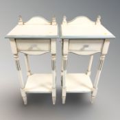 A pair of modern painted bedside stands, width 40 cm.