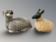 Norman Makinson (1921-2010) : A studio pottery figure of a sheep and a further figure of a ram,
