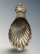 A silver caddy spoon, A Chick & Sons Ltd, London 1977, length 8cm.