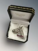 A Sterling silver brooch modelled as a horse's head