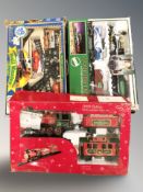 Three modern electric train sets.