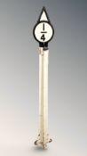 A cast iron railway 1/4 mile marking post, height 163 cm.