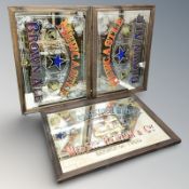 Three reproduction advertising mirrors including Newcastle Brown Ale and Renton Brewery,