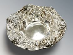An embossed silver bowl, Gorham Manufacturing Co, Birmingham import marks, diameter 13.5cm.