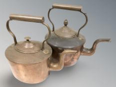 Two Victorian copper kettles.