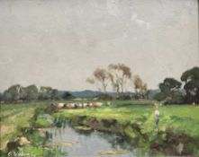 G Wilson : A marsh landscape, oil on board, 39 cm x 49 cm.