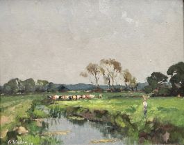 G Wilson : A marsh landscape, oil on board, 39 cm x 49 cm.
