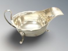 A George VI silver sauce boat, Viner's Ltd, Sheffield 1937, length 14cm.