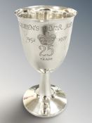 A silver goblet engraved 'The Queen's Silver Jubilee 1952 1977', height 14 cm.
